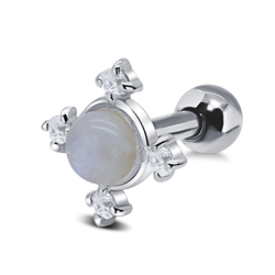Moon Stone with CZ Ear Piercing TIP-2814